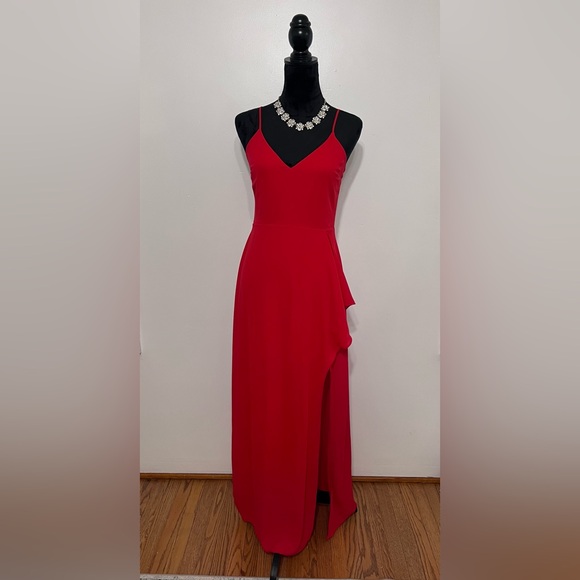 Express Red Maxi Dress with Slit - Size 4 - Picture 1 of 7